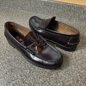 Florsheim Mens Sz 10 3E Burgundy Leather Comfort Dress Penny Loafer Slip On Shoe